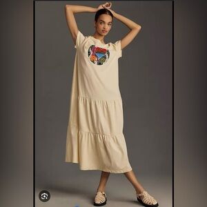Farm Rio Short-Sleeve Tiered T-Shirt Midi Dress - Size S